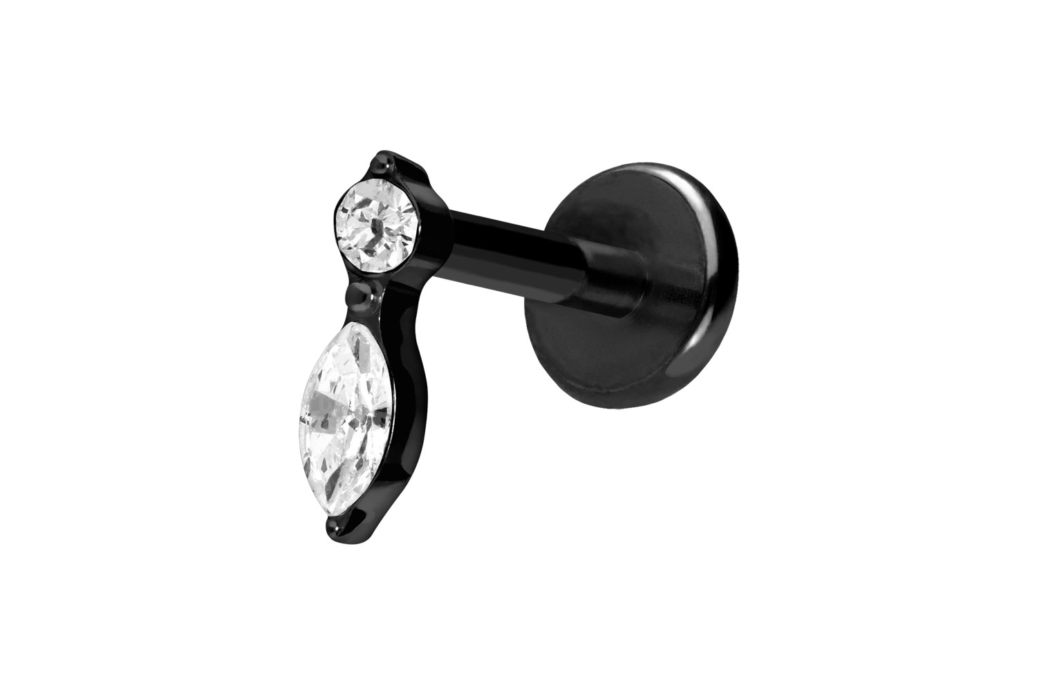 Titan Labret Piercing mit Push Fit KRISTALLBLATT